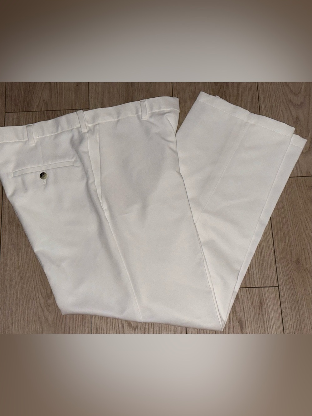 Haggar Mens 34x29 White Cool 18 Pro Classic Fit Chino Trouser Stretch Pants